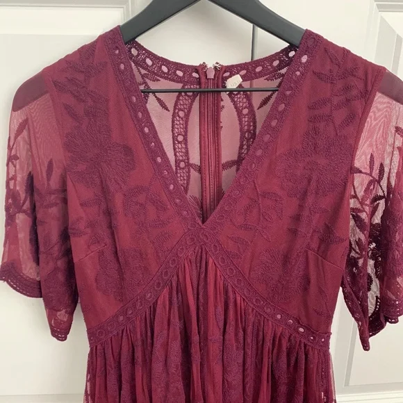 Pinkblush Burgundy Lace Mesh Overlay Maternity Maxi Dress